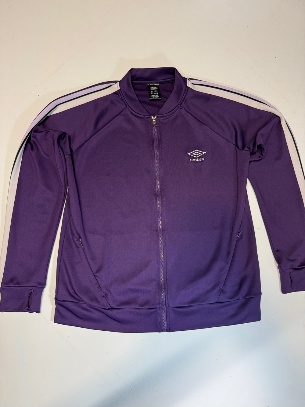 Umbro Purple Track Jacket with White Stripe Accents